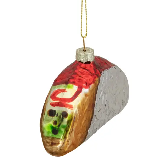 Northlight 4" Silver and Gold Taco Glass Christmas Ornament {4}