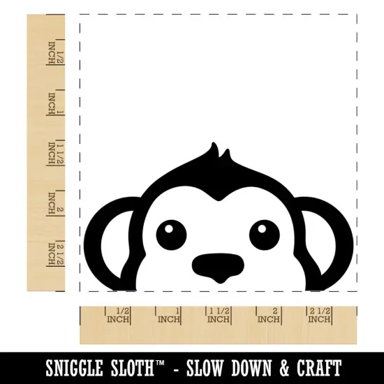 Peeking Monkey Square Rubber Stamp for Stamping Crafting {1}