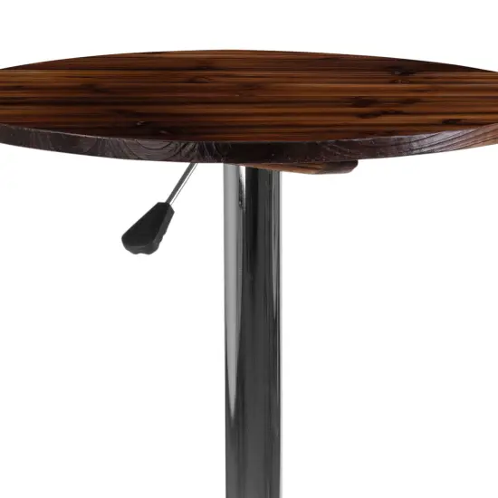 Emma and Oliver 23.5'' Round Adjustable Height Wood Table (Adjustable Range 26.25'' - 35.5'') Rustic Pine {5}