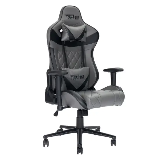 Techni Office Solutions 55.25" Vibrant Gray and Black Unique Techni Sports XL Comfortable Gaming Chair {3}