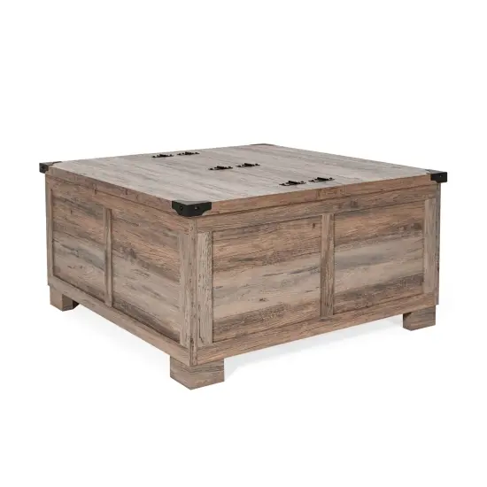 Merrick Lane Green River Farmhouse Storage Coffee Table Black/Rustic Oak {6}