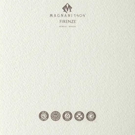 Magnani 1404 Firenze 100% Cotton Acrylic Paint Paper Pad, 188 lb. 15 Heavyweight Sheets, Rough Texture, Vegan Sizing, Natural White Acrylic Paper Pad for Acrylic, Gouache, Ink & Watercolor {4}