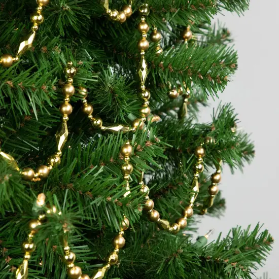Northlight Shiny and Matte Beaded Christmas Garland - 9' x .5" - Gold - Unlit {3}