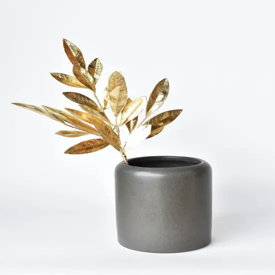 19" Faux Gold Bay leaf Stem {3}