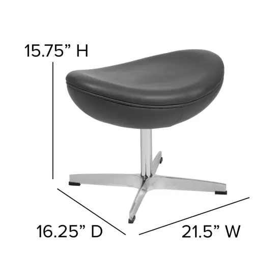 Merrick Lane Olwen Saddle Wing Ottoman Modern Footrest with Metal Base White LeatherSoft {10}