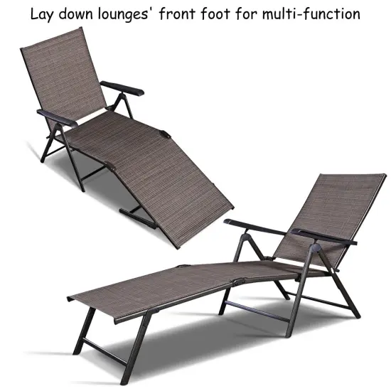 Costway Pool Chaise Lounge Chair Recliner Outdoor Patio Furniture Adjustable {4}