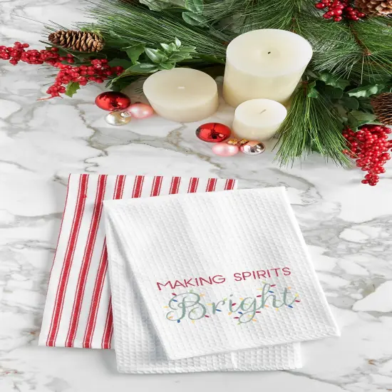 Making Spirits Bright Waffle Weave Kitchen Towel {4}