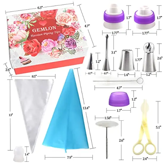 Russian Piping Tips Cake Decorating Supplies 88 Baking Supplies Set 49 Icing Piping Tips 3 Russian Ball Piping Tip, Flower Frosting Tips, Bakes Flower Nozzles Large Cupcake Decorating Kit {3}