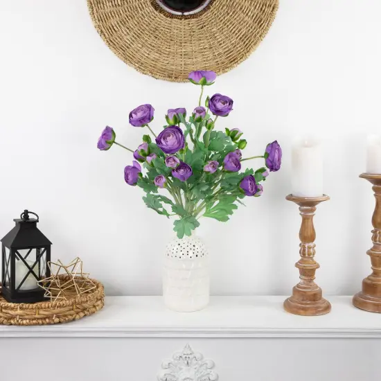 Northlight Real Touch&trade; Purple Ranunculus Artificial Floral Sprays, Set of 6 - 21" {3}
