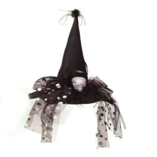Melrose 22" Black and White Glitter Halloween Witch Hat Tabletop Decor {1}