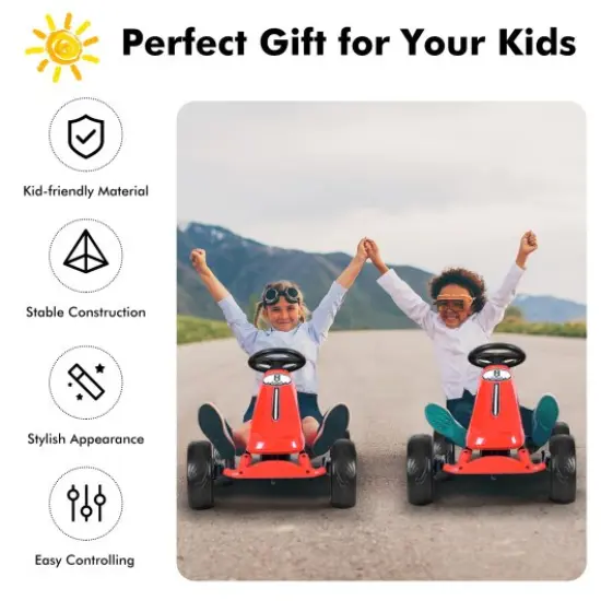 Outdoor Kids Pedal Powered Riding Kart Car 4 Wheel Perfect Gift for Birthdays or Christmas Red {2}