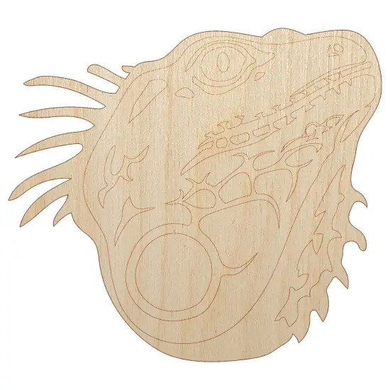 Spiny Green Iguana Lizard Head Unfinished Wood Shape Piece Cutout for DIY Craft Projects {2}