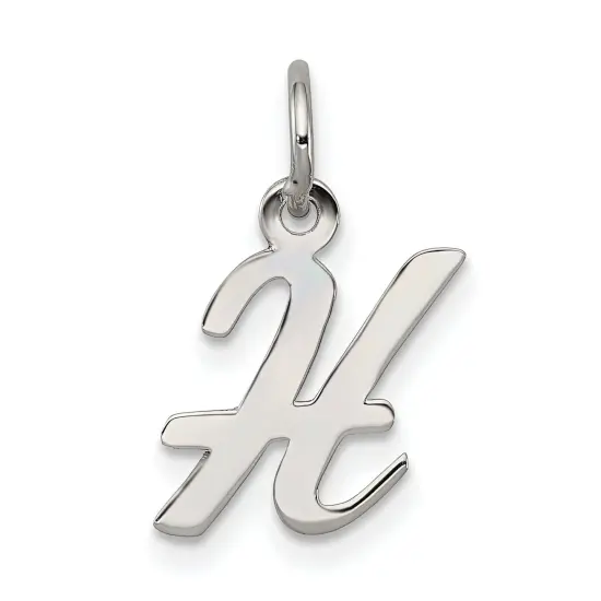 Sterling Silver Small Script Initial Letter H Charm Jewerly 16mm x 8mm {1}