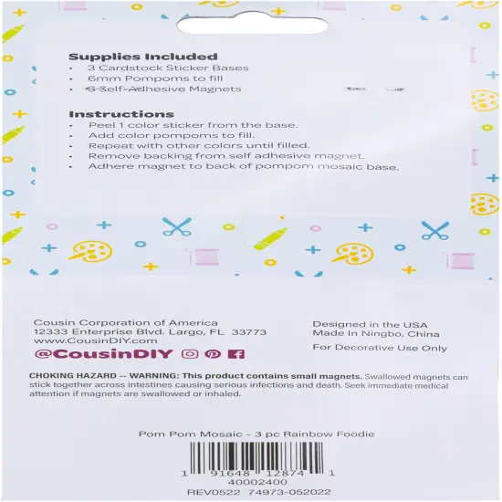 CousinDIY Pom-Pom Mosaic Kit 3/Pkg-Food {3}