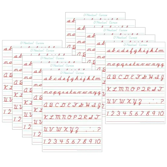 Smart Poly&reg; PosterMat Pals&trade; Space Savers, 13" x 9-1/2", D'Nealian Cursive, Pack of 10 {1}