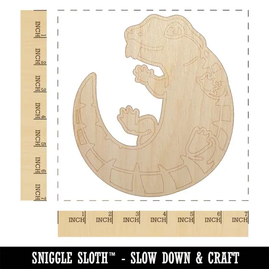 Fat Cute Blue Tongued Skink Lizard Reptile Unfinished Wood Shape Piece Cutout for DIY Craft Projects {1}