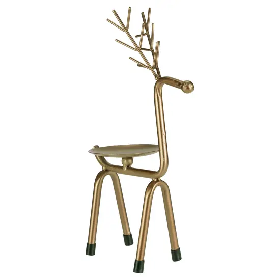 Northlight 10.25" Small Bronze Reindeer Christmas Pillar Candle Holder {1}