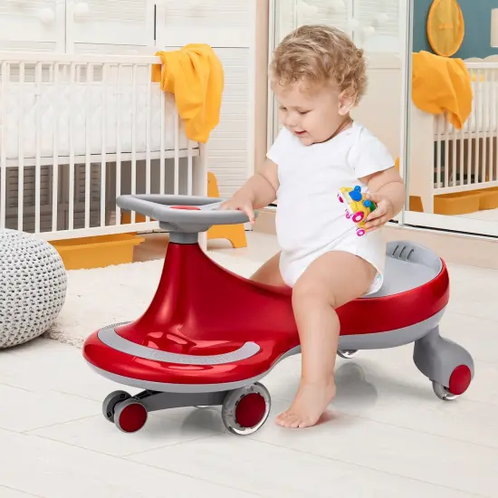 Wiggle Car Ride-on Toy with Flashing Wheels Red {6}