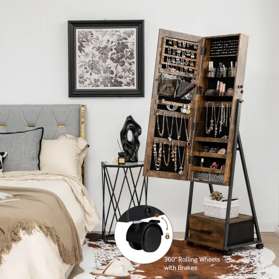 Jewelry Cabinet with Full Length Mirror Brown {3}