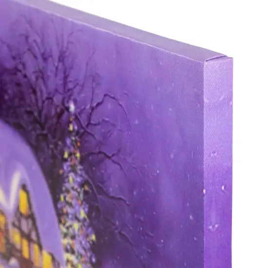 Northlight Fiber Optic and LED Lighted Snowy Christmas House Canvas Wall Art - 12" x 15.75" White {3}