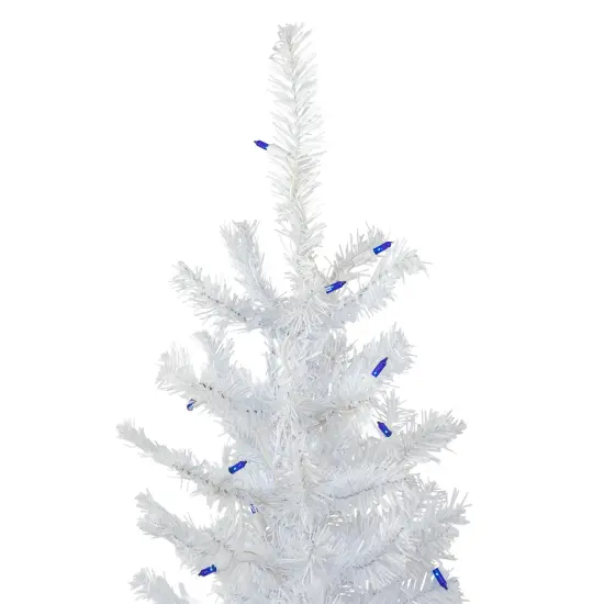 Northlight Pre-Lit Slim Woodbury White Pine Artificial Christmas Tree - 4' - Blue Lights {4}