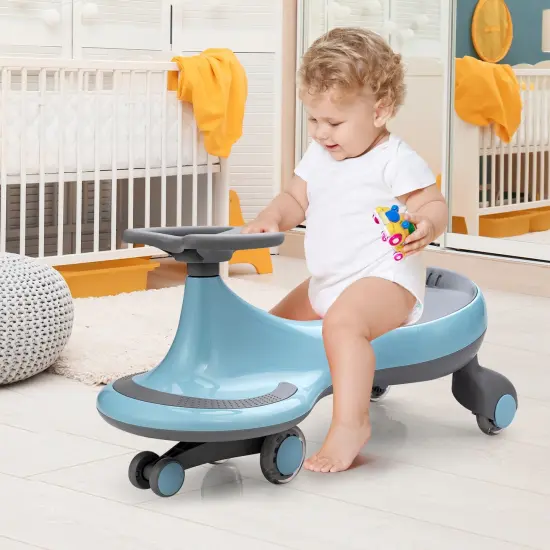 Wiggle Car Ride-on Toy with Flashing Wheels Blue {3}