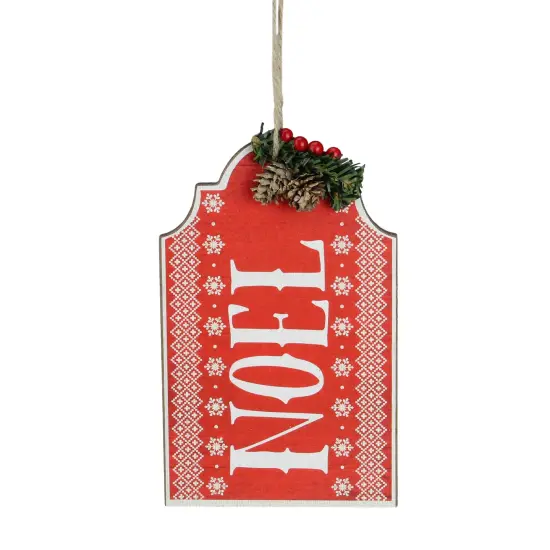 CC Christmas Decor 8" Red and White Snowflake Pattern "Noel" Christmas Wall Plaque {1}