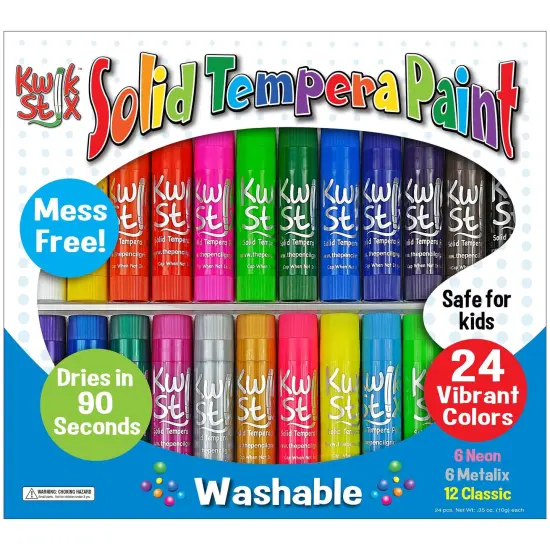 Solid Tempera Paint Stick, Classic, Neon & Metallic Colors, Set of 24 {1}