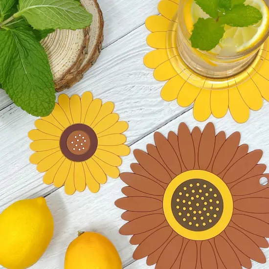 Wrapables Sunflower Coasters, Trivet Mats, Pot Holders for Cups, Drinks, Pots and Pans (Set of 2) Large {9}
