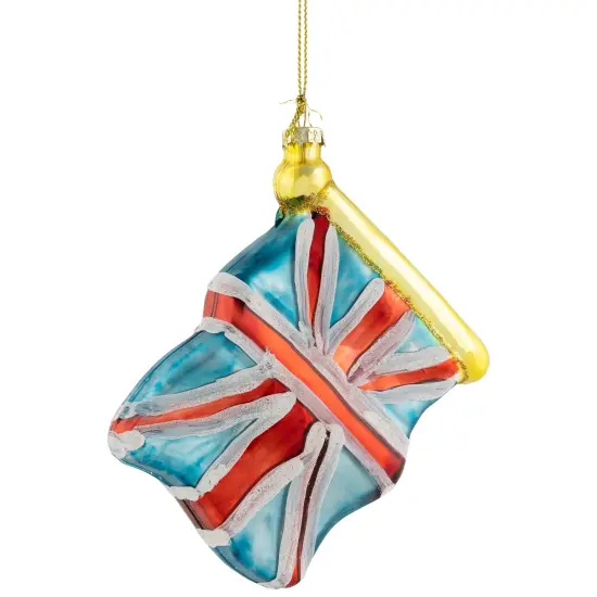 Northlight 3.5" Union Jack Flag Glass Christmas Ornament Red {4}