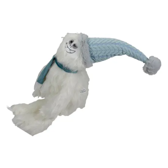 Northlight Plush Sitting Yetiwith Knitted Hat Christmas Figure - 22" - White and Blue {5}