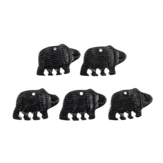 John Bead 1.25" Walking Bear Natural Bone Pendants Dark Grey {1}