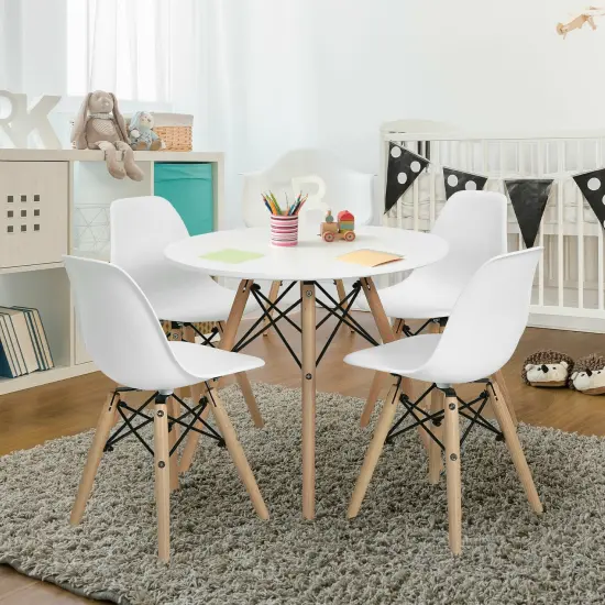 4 PCS Children Chair Set Medieval Style Dining Chairs with Wood Legs {2}