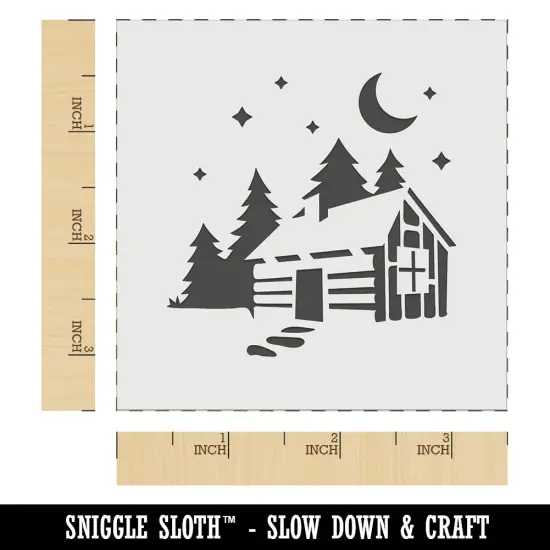 Cozy Log Cabin Outdoors Trees Woods Wall Cookie DIY Craft Reusable Stencil {6}