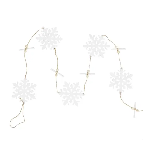 Northlight 4' White Snowflakes on Jute Rope Hanging Christmas Garland {1}