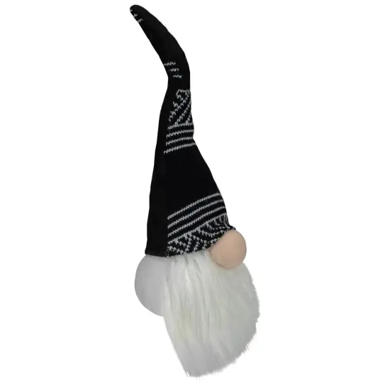 Northlight Plush Sitting Christmas Gnome with Long Beard Decoration - 12" - Black and White {5}