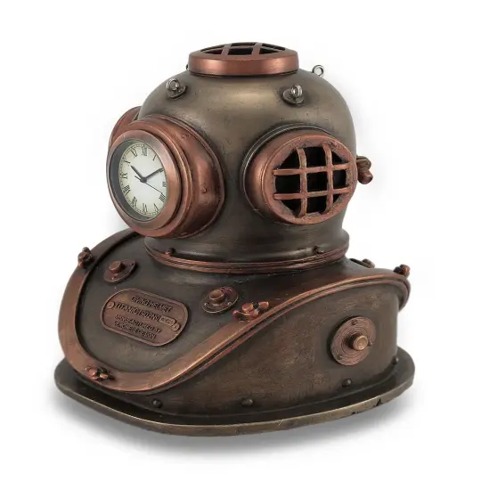 Bronze and Copper Finish Mark V Dive Helmet Desk Clock {3}