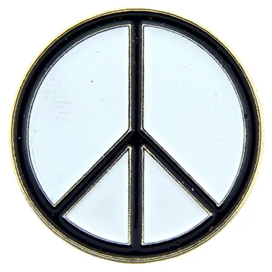 Peace Sign Pin Black & White 1" {1}