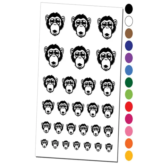 Chimpanzee Primate Ape Temporary Tattoo Water Resistant Fake Body Art Set Collection Red {1}