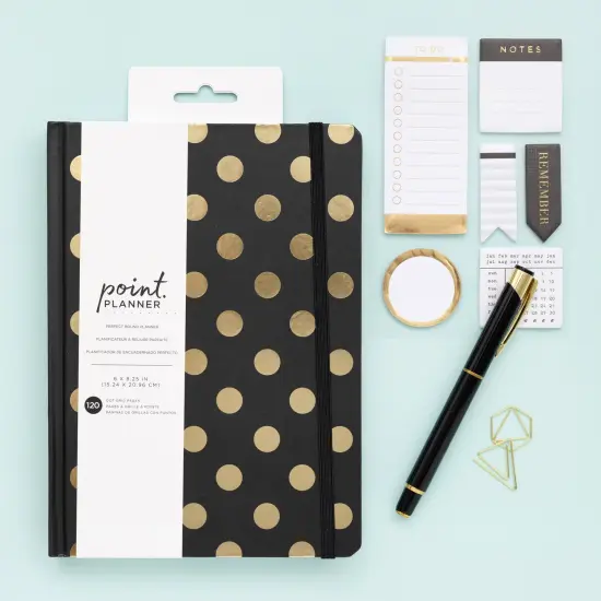 AC Point Planner Perfect Bound Planner 6"X8"-Gold Dots - Dot Grid - 120 Sheets {4}