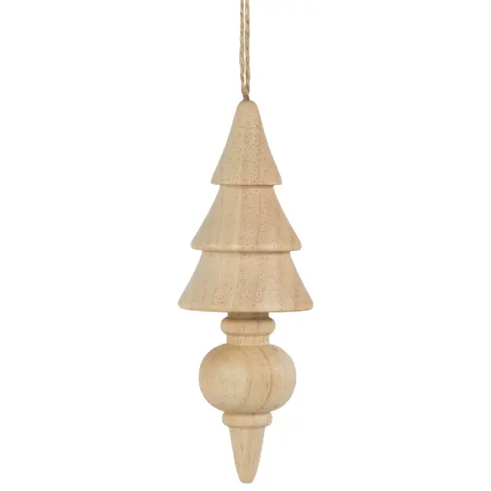 Northlight Set of 3 Natural Trees Wooden Christmas Ornaments 5.5" Beige {6}