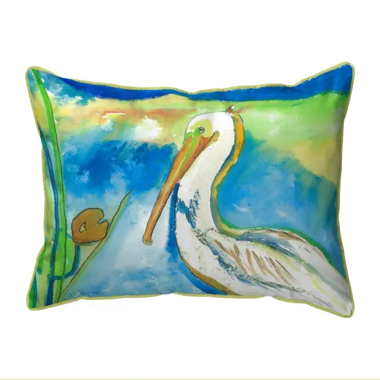Betsy Drake White Pelican Small Indoor/Outdoor Pillow 11x14 {1}