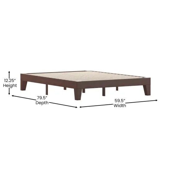 Merrick Lane Eduardo Platform Bed Frame, Solid Wood Platform Bed Frame With Slatted Support, No Box Spring Needed {10}