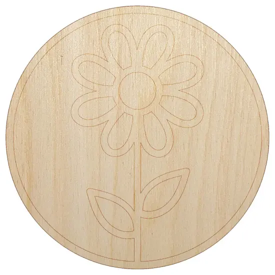 Daisy Flower in Circle Unfinished Wood Shape Piece Cutout for DIY Craft Projects {7}