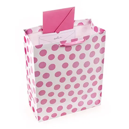 Hallmark 15" Extra Large Gift Bag with Tissue Paper (Pink Polka Dots and Bow) for Birthdays, Easter, Baby Showers, Bridal Showers, Any Occasion {3}