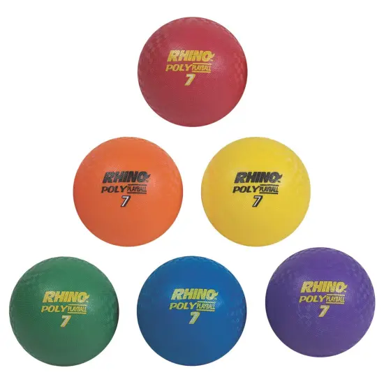 Rhino&reg; Poly 7" Playground Ball Set, Assorted Colors, Set of 6 {2}