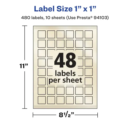 Avery Pearlized Ivory Square Labels with Sure Feed Technology, Print-to-the-Edge, 1" x 1" {5}