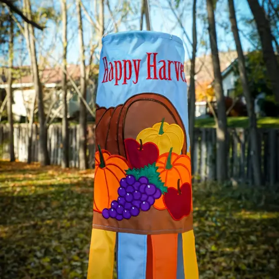 In the Breeze Happy Harvest 40 Inch Windsock - Hanging Thanksgiving Decoration - Outdoor Holiday décor {2}