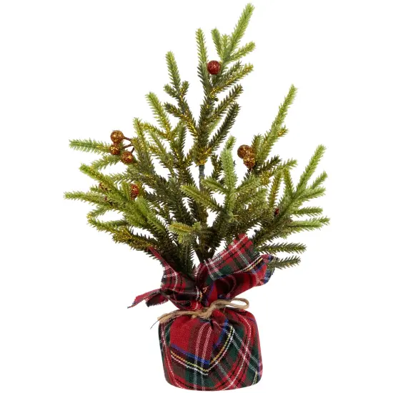 Northlight Mini Glittered Pine with Berries Artificial Christmas Trees - 9" - Set of 3 Green {4}