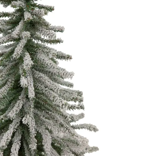 Northlight Potted Flocked Downswept Mini Village Pine Medium Artificial Christmas Tree - 2' - Unlit White {5}